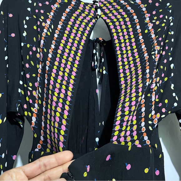 $128 FREE PEOPLE BLACK PRINTED LONG SLEEVE CORYN MINI DRESS Sz 4  :W07: - Picture 6 of 14